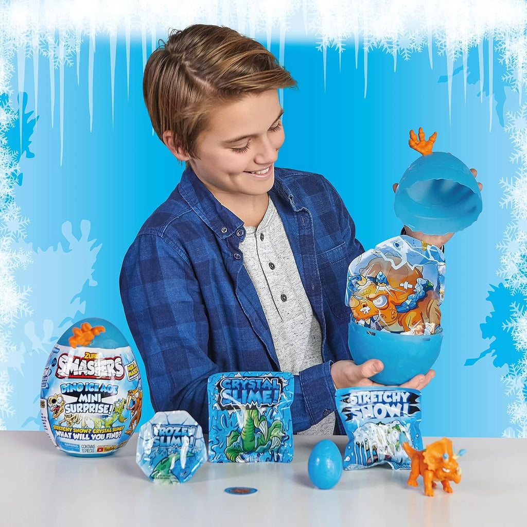 Zuru Smashers Dino Ice Age Mini Surprise Egg with Buildable Dinosaur and Hidden (Assorted Color)