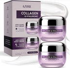 Azure Cosmetics Collagen & Hyaluronic Acid Face Moisturizer - Dermatologist Tested, Anti-Aging Cream for Fine Lines & Wrinkles - Ultra Hydrating Face Cream - Korean Skin Care - Day & Night Duo Set