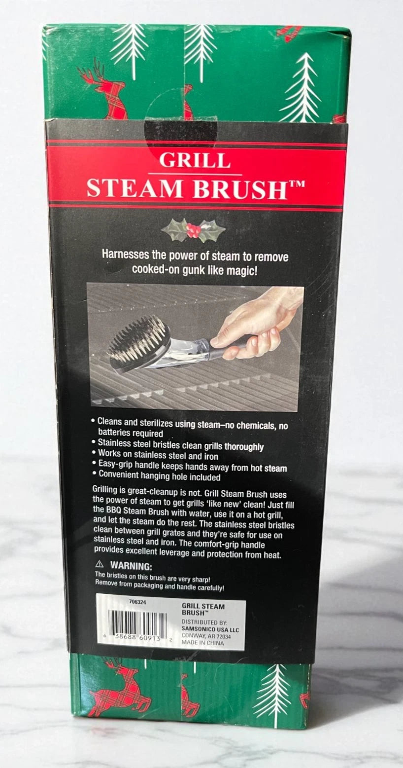 Samsonico Grill Steam Brush Stainless Steel Bristles -Wrapped for Christmas Gift