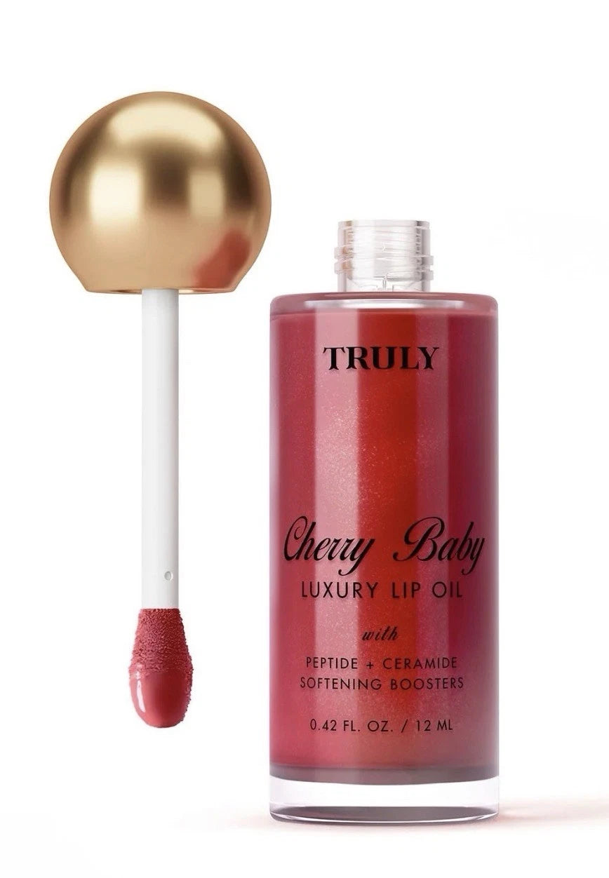 TRULY Cherry Baby Luxury Lip Oil .42 oz Brand New/Sealed, Glitter/Shimmer, NEW!! MINI