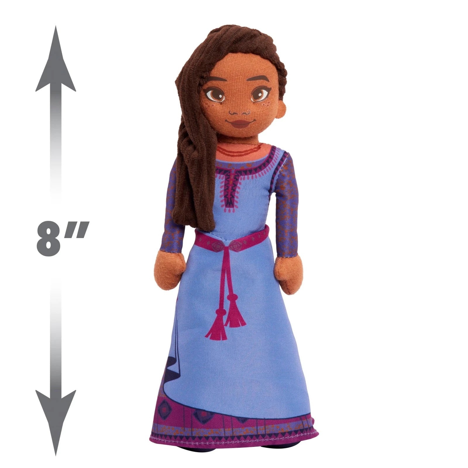 Wish 8-inch Talking Plush Asha, Interactive Toy, Black Hair and Purple