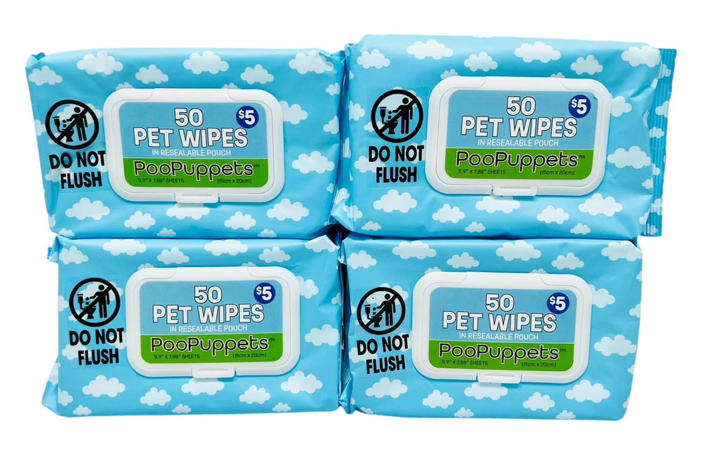 12 PACK PooPuppets wipes for dogs and cats products, 600 Total, Size 5.9”x 7.88” NEW EXP 24/12/2026