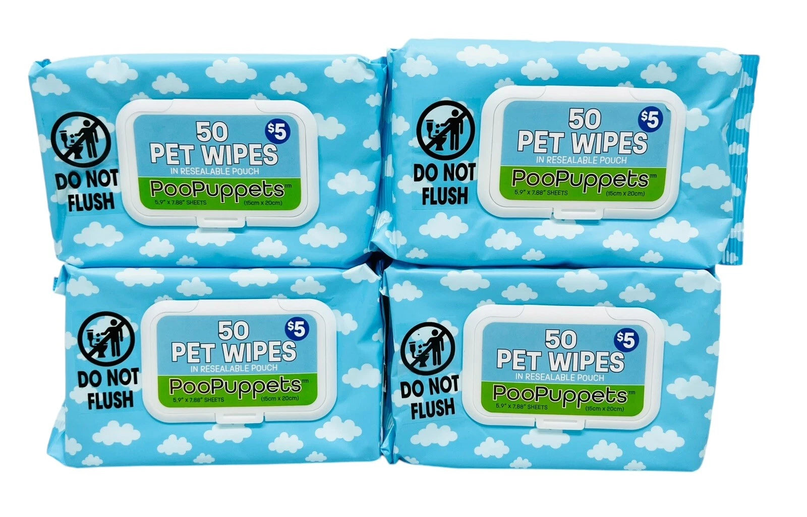 12 PACK PooPuppets wipes for dogs and cats products, 600 Total, Size 5.9”x 7.88” NEW EXP 24/12/2026