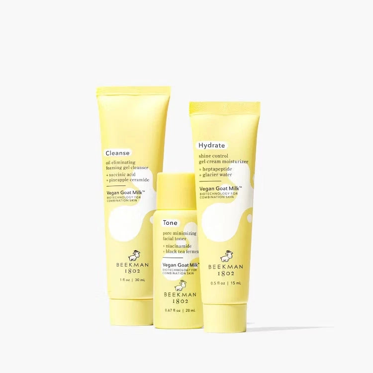 Beekman Vegan Goat Milk 3pc set Simple Steps Starter Kit Cleanse Tone & Hydrate