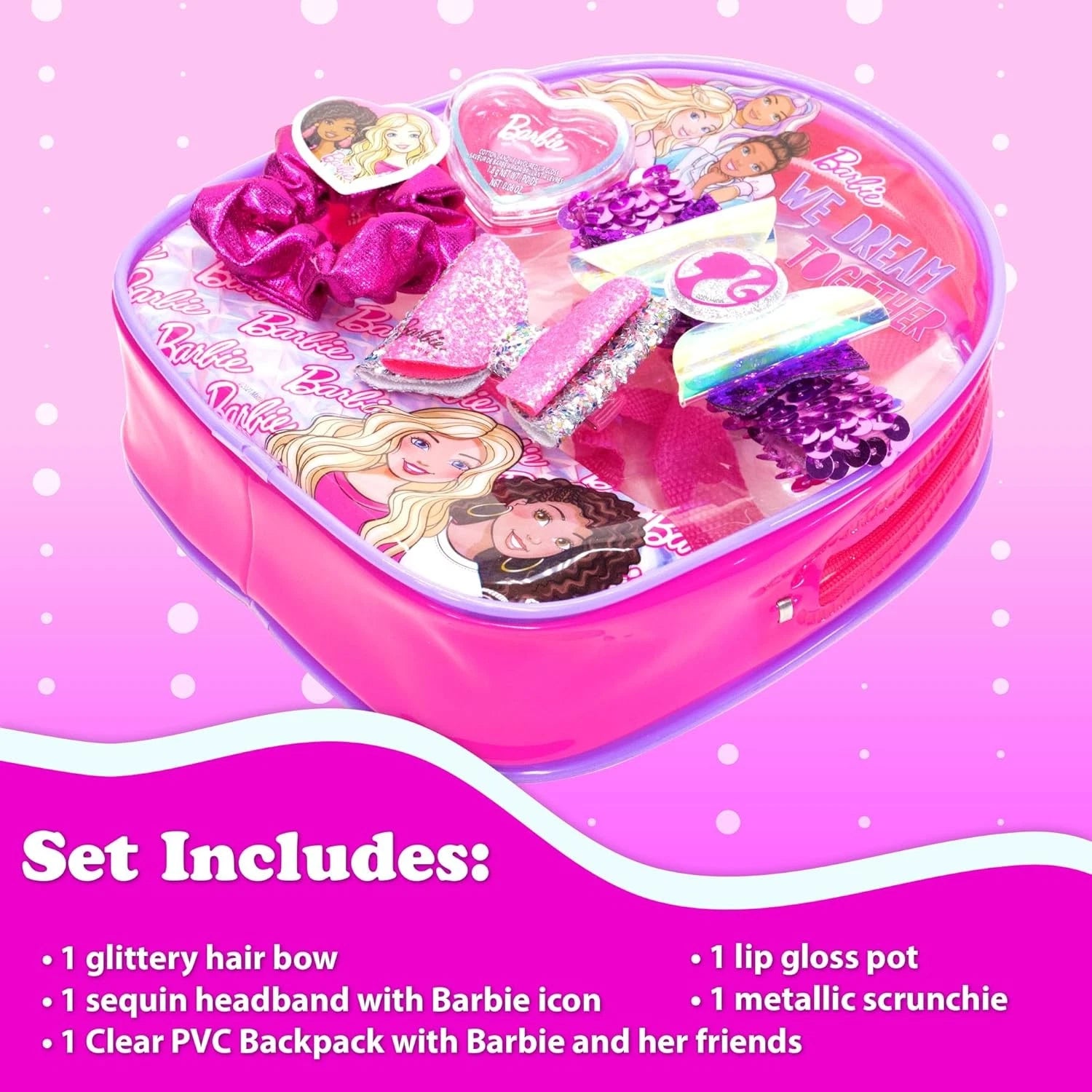 Barbie Townley Girl Kids Makeup Backpack Set Pink PVC Ages 3+