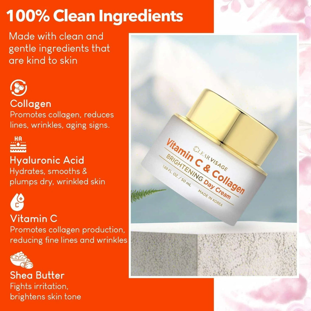Clear Visage Vitamin C & Collagen Day Cream ~Brightening for Luminous Skin 50ml