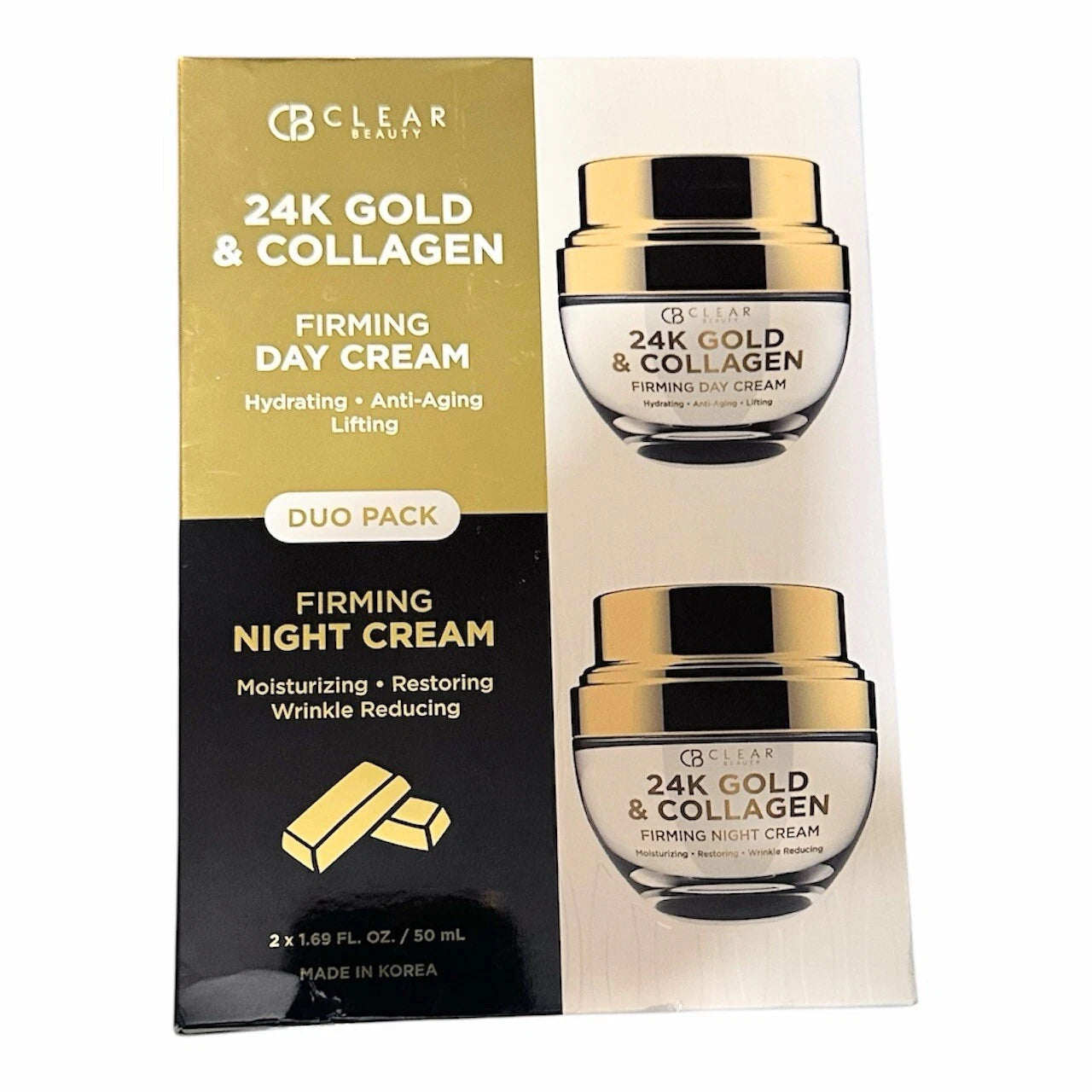 CB Clear Beauty 24K Gold Collagen Day & Night Firming Cream 1.69 oz ea