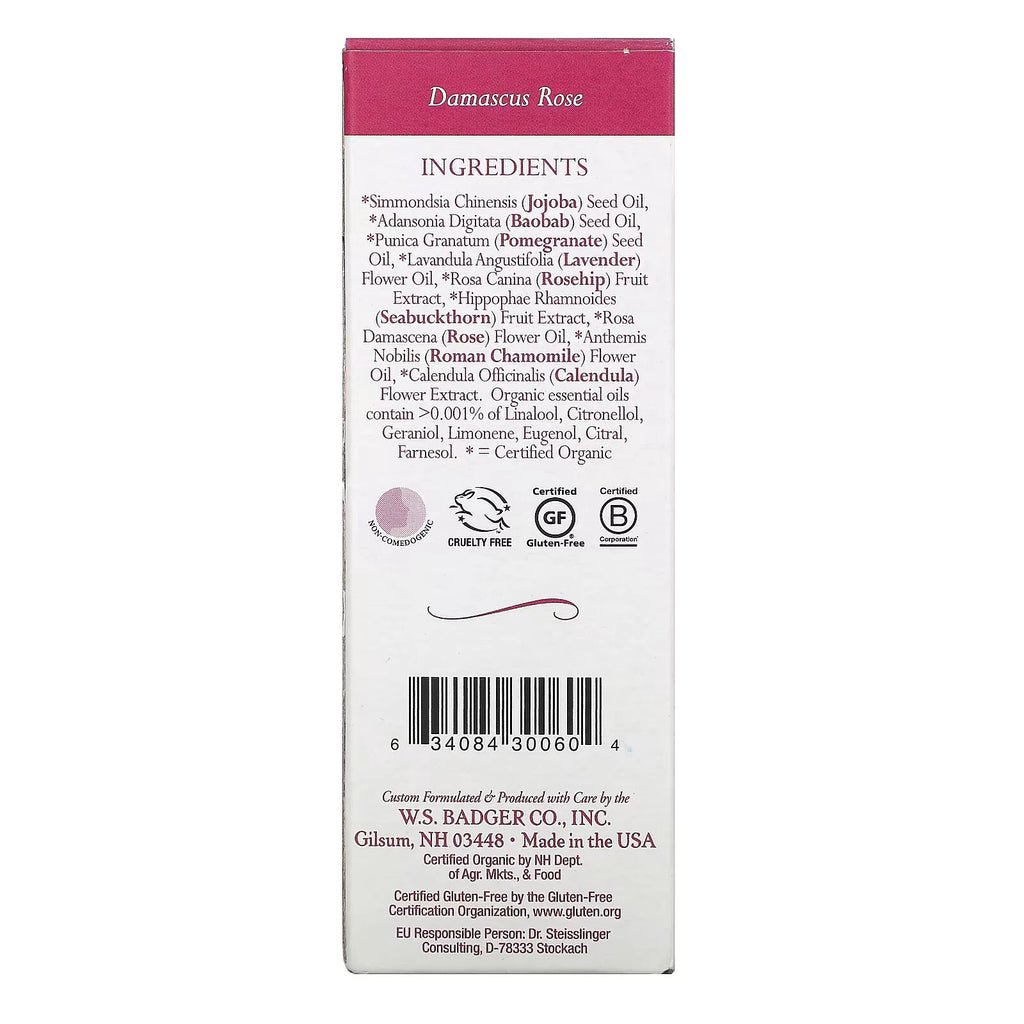 Badger Company, Face Care, Damascus Rose Face Oil, 1 fl oz (29.5 ml)