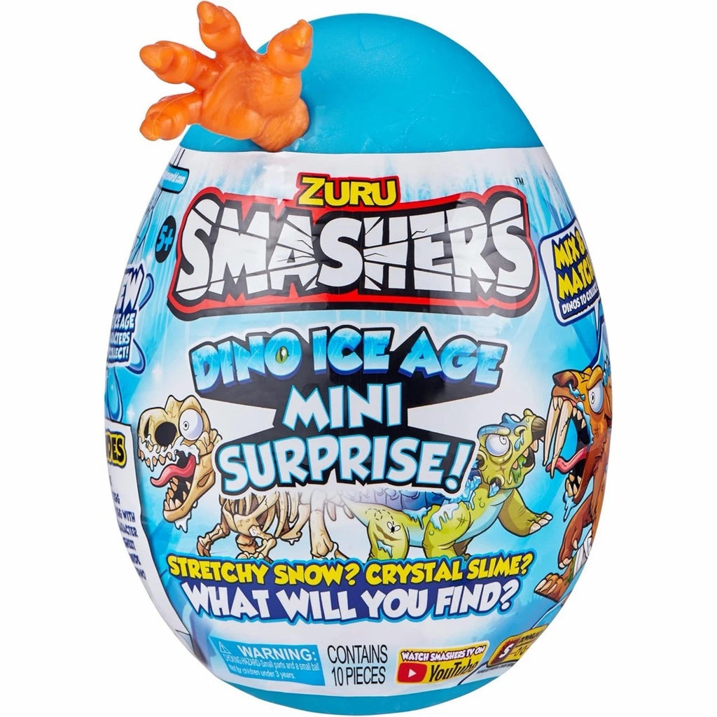 Zuru Smashers Dino Ice Age Mini Surprise Egg with Buildable Dinosaur and Hidden (Assorted Color)