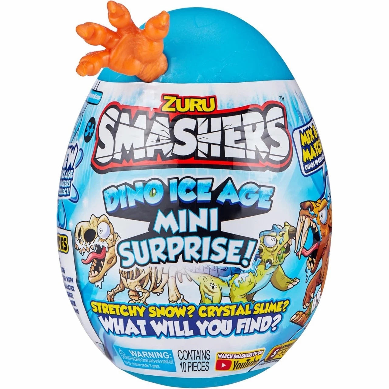 Zuru Smashers Dino Ice Age Mini Surprise Egg with Buildable Dinosaur and Hidden (Assorted Color)