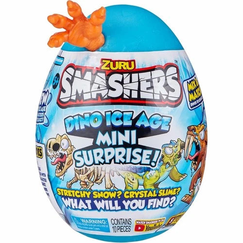 Zuru Smashers Dino Ice Age Mini Surprise Egg with Buildable Dinosaur and Hidden (Assorted Color)