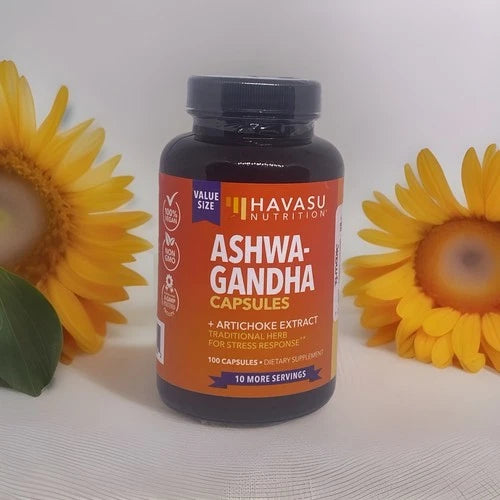 Havasu Nutrition Ashwagandha Capsules Artichoke Extract Stress Support, 100 ct EXP 3/27